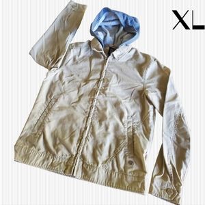 Volcom Boy's Hooded Khaki Zip Up Jacket sz XL 14/16